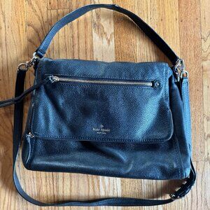 Kate Spade black Pebbled leather saddle bag, large, shoulder bag
